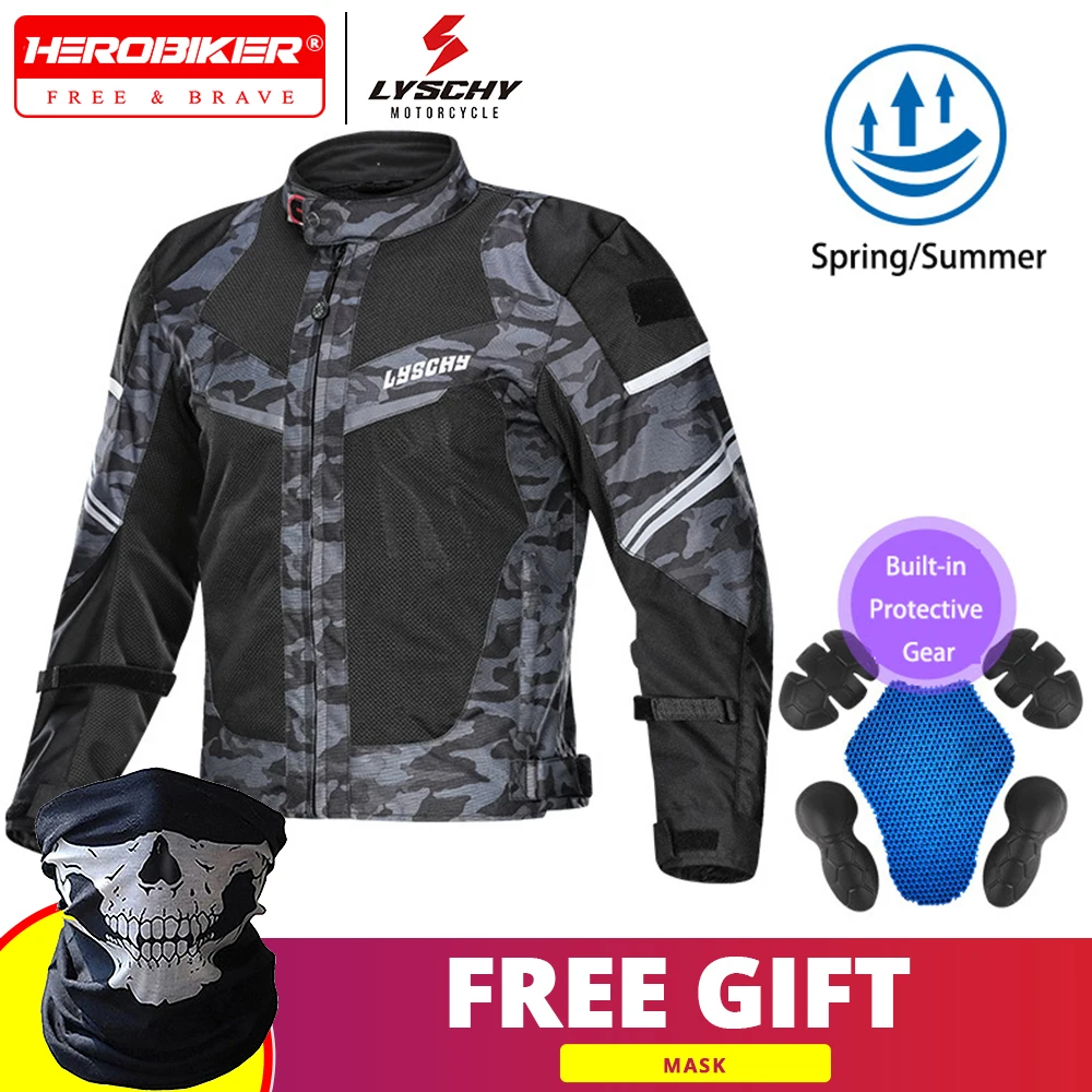 

LYSCHY Summer Motorcyclist Jacket Men Biker Jacket Motorcycle Accessories Moto Motobiker Off-road Riding Jacket Protective Gear