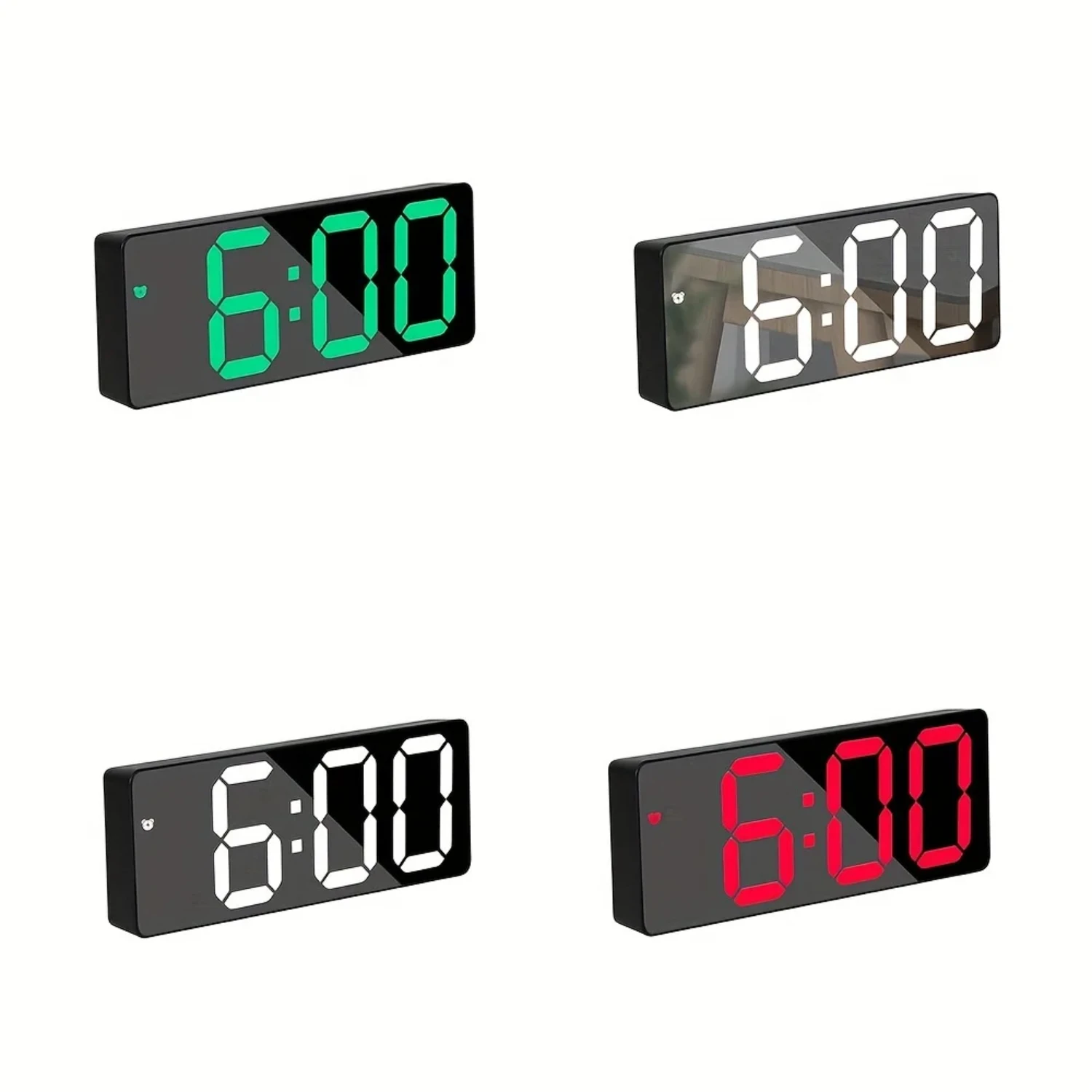 Creative Mirror Alarm Clock Multi-  Clock Cosmetic Electronic Minimalist Style Battery Plug-In Dual-Purpose