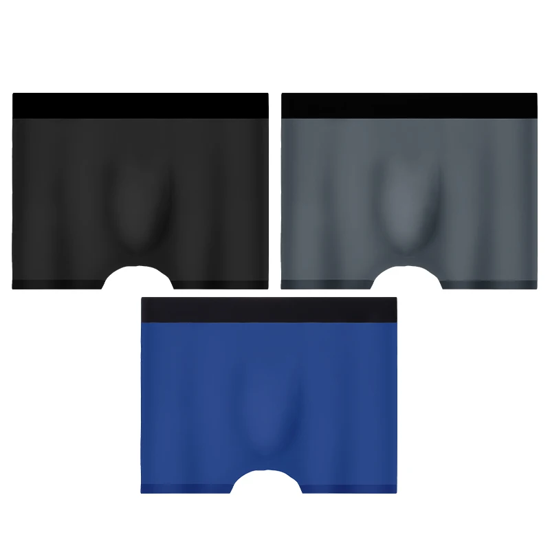 

5PCS Men's underwear with ice silk four-corner flat hem, summer thin breathable and seamless shorts with underpants