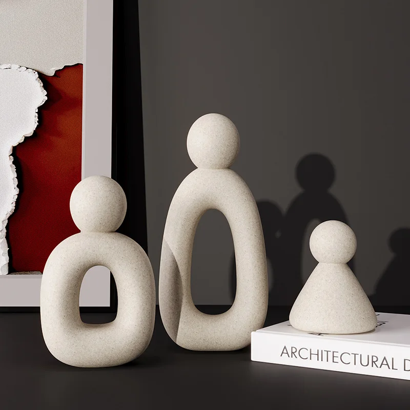 Nordic Family Three-Person Handmade Ceramic Home Decor Items For Office TV cabinet Entrance Hall Decoration Ornaments Desk Gift