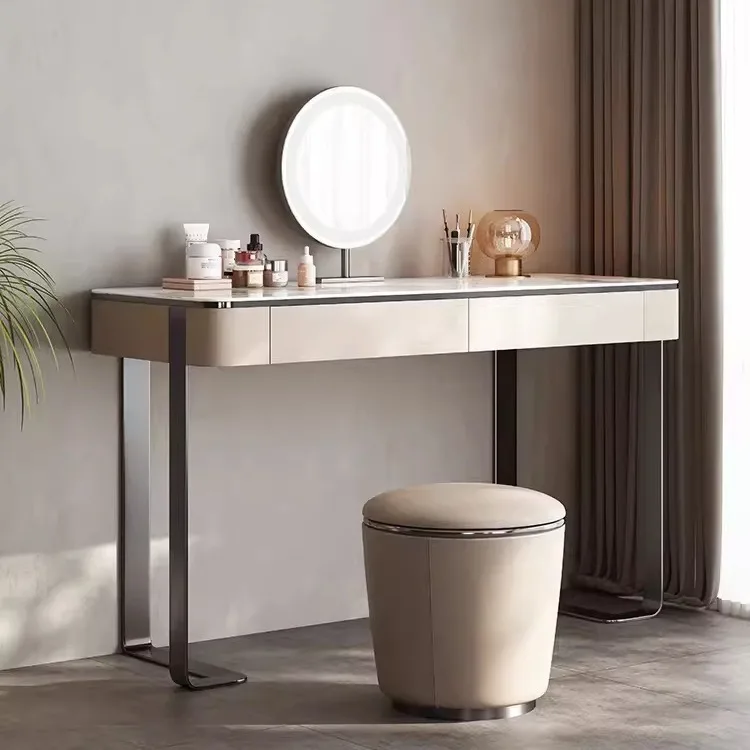 AOLIVIYA Bedroom Dressing Table Set Women Girl Makeup Vanities Desk Italian Rock Slab Solid Wood Small Apartment