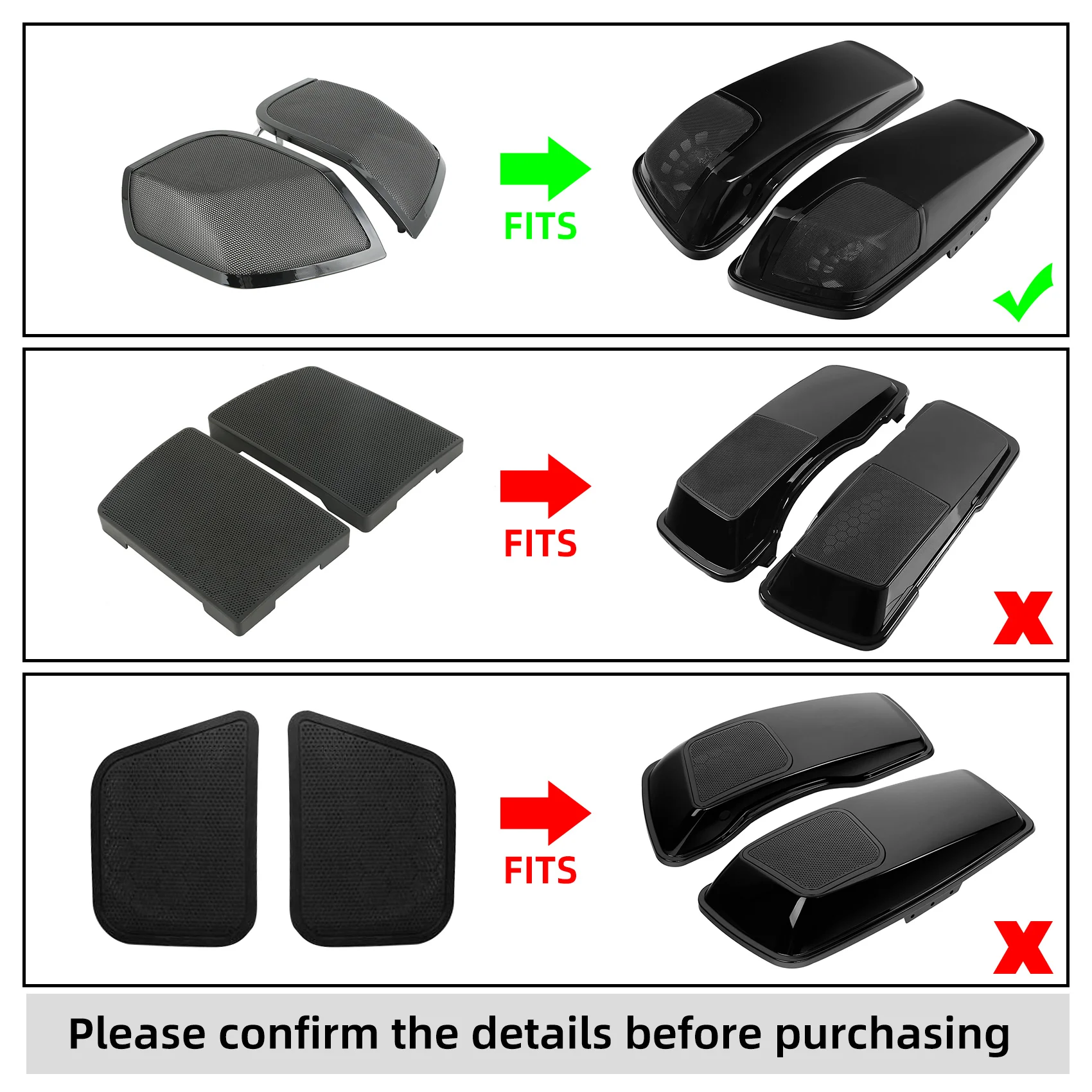 

Мотоциклетная седельная сумка 5 "x 7", крышка динамика, гриль для Harley Touring Road King Road Glide Street Glide Electra Glide 2014-2024