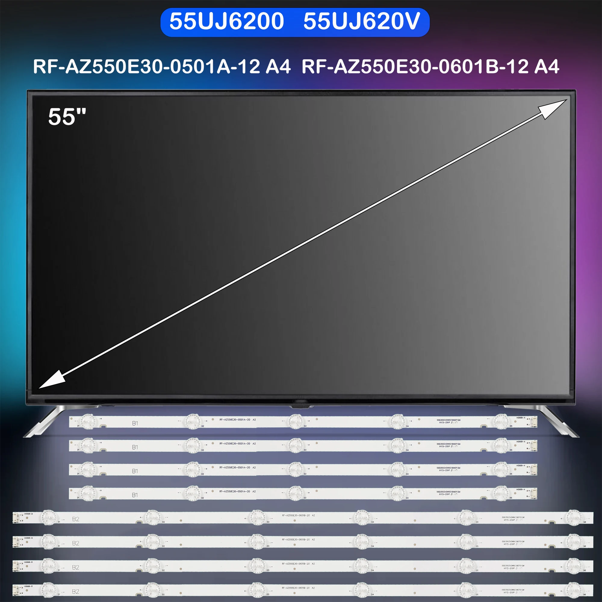 

Светодиодная лента подсветки для 55 «SMART LED TV LE-55KB66 ODL 55661UN-TIB RF-AZ550E30-0501A-20 A2 RF-AZ550E30-0601B-20 A2