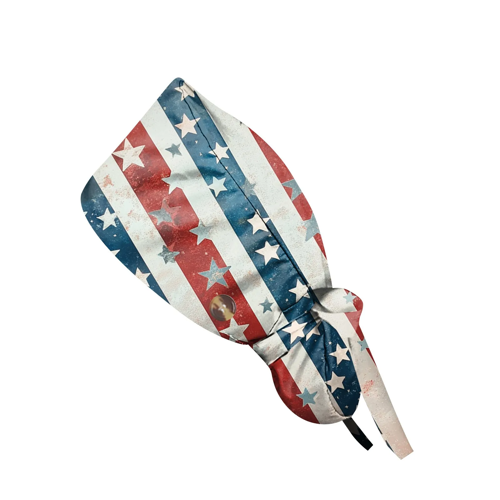 

Fashion Independence Day Printed Nurse Hat Casual Women'S Ponytail Hats Baotou Hat Dustproof Hat Nursing Work Hats