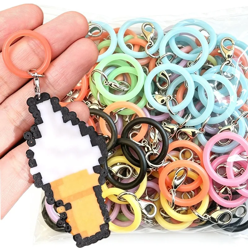 10/200pcs Colorful O‑Shaped Silicone Keyring Flexible Rubber Keychain Connector Loop DIY Jewelry Making Bag Charm Supplies