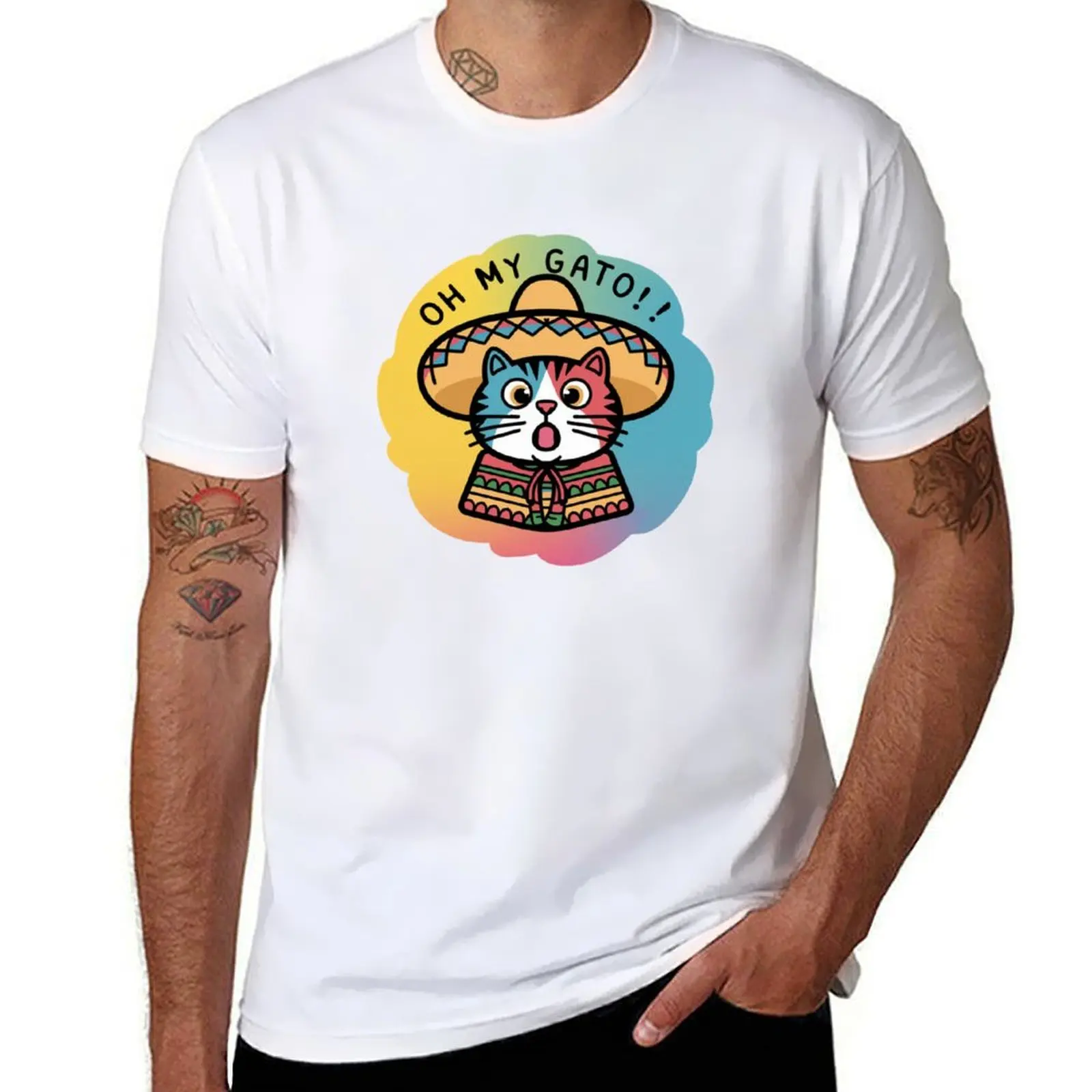 Oh My Gato T-Shirt All Match Basic Short Sleeve Top