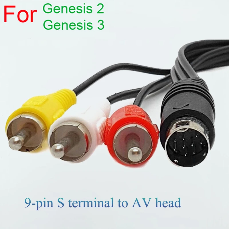 1X 3RCA 1.8 m 9 Pin Audio Video AV Cable for Sega Genesis 2 3 Game A/V Connection Adapter Cord Wire For SEGA Genesis II/III Game