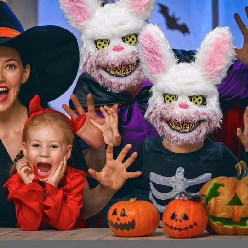 

Bloody Rabbit Mask Furry Horror Headwear Masquerade Masks Role Play Props Accessories Animals Cos Halloween Party for Unisex