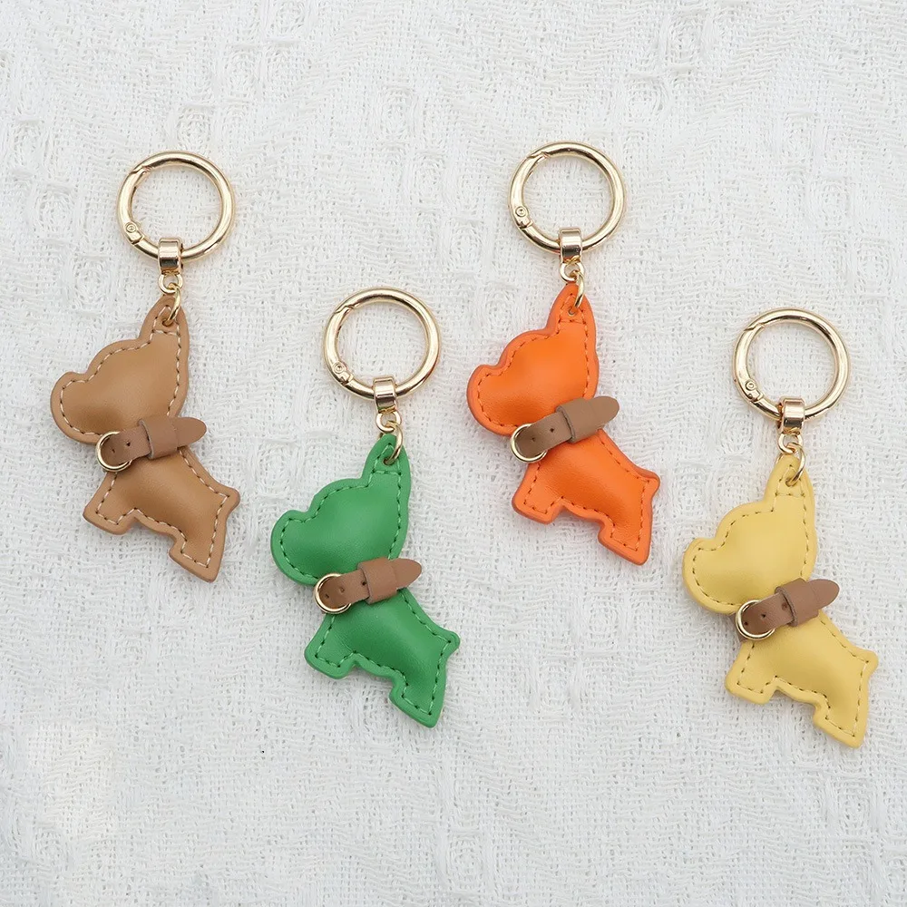 Multi-color French Bulldog Keychain Animal Dog Cartoon PU Leather Dog Hanger Cute Puppy Fashion Bulldog Bag Pendant Men's Car