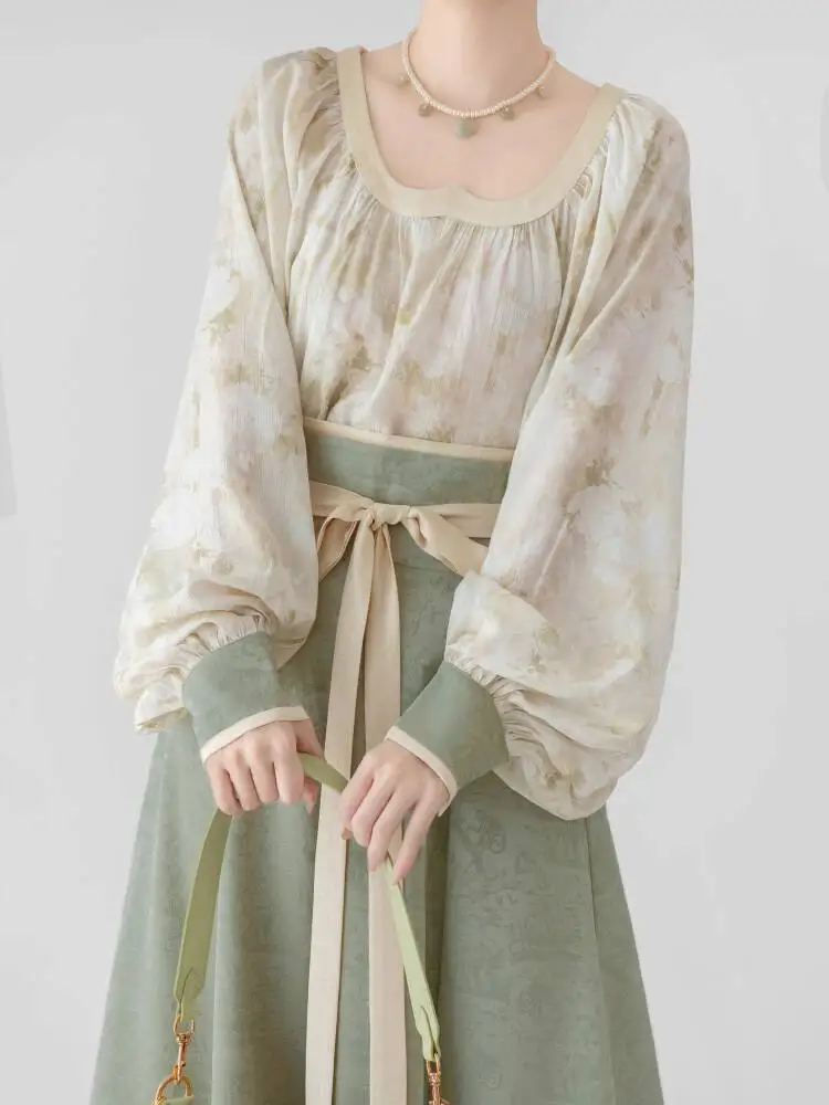 

Новый Fiesta Carnival Halloween Cos Косплей Hanfu Женские топы Сломанная юбка Ежедневные поездки Зеленая система Тан