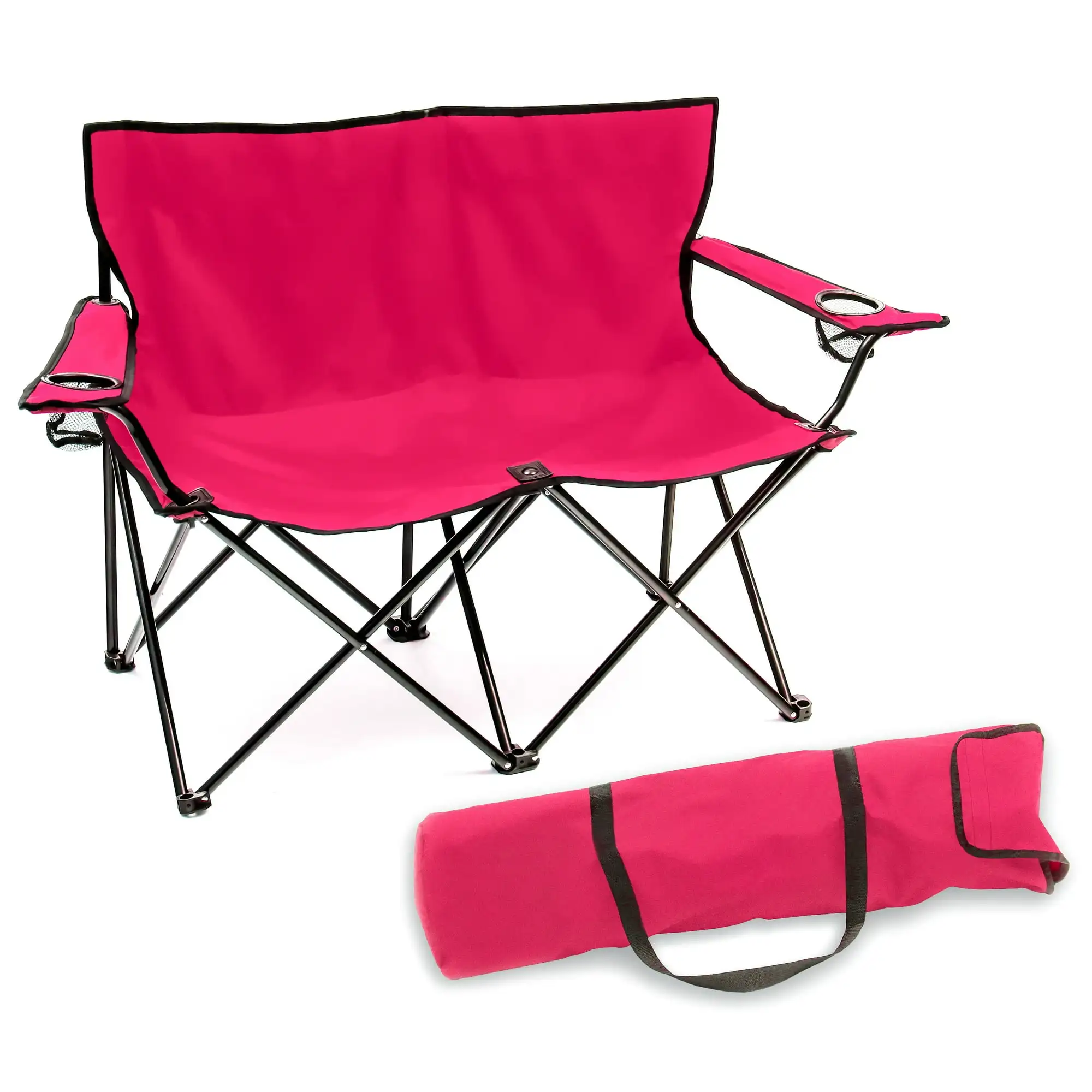 

Trademark Innovations Loveseat Double Camping Chair with Steel Frame, Pink