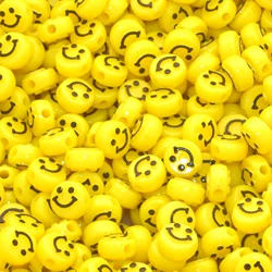 100/300/600PCS Acrylic Smile Face Beads for DIY Jewelry Making 6x10mm Yellow Happy Face Loose Beads for Bracelet Necklace