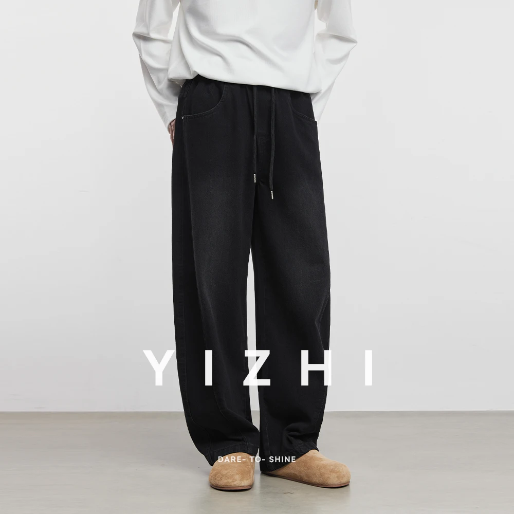 Fashion Men's American Heavy Washed Casual Pants 2025 Spring and Autumn New Straight Loose Drape High Street Men's Jeans