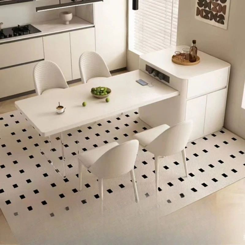 Island rock slab dining table integrated cream suspension household high-end retractable table
