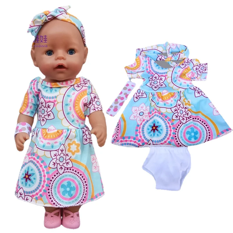 40-43cm Baby New Born Doll Posmia Dress Handbands Wrist Underwear 18 Inch Girl Doll Dress Four In One Set