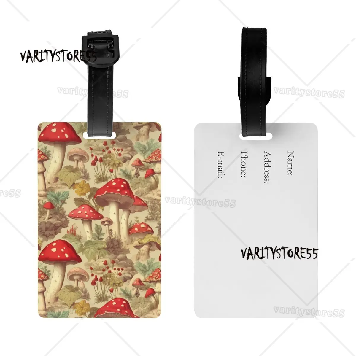 Custom Magic Mushroom Forest Luggage Tag Custom Baggage Tags Privacy Cover Name ID Card