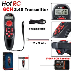 HOTRC RC 보트 송신기 DS-600 LCD 리모컨, F-06A PWM 리시버 전압/신호 리턴, 4-9V 모형 자동차 배 장난감, 6CH, 2.4G