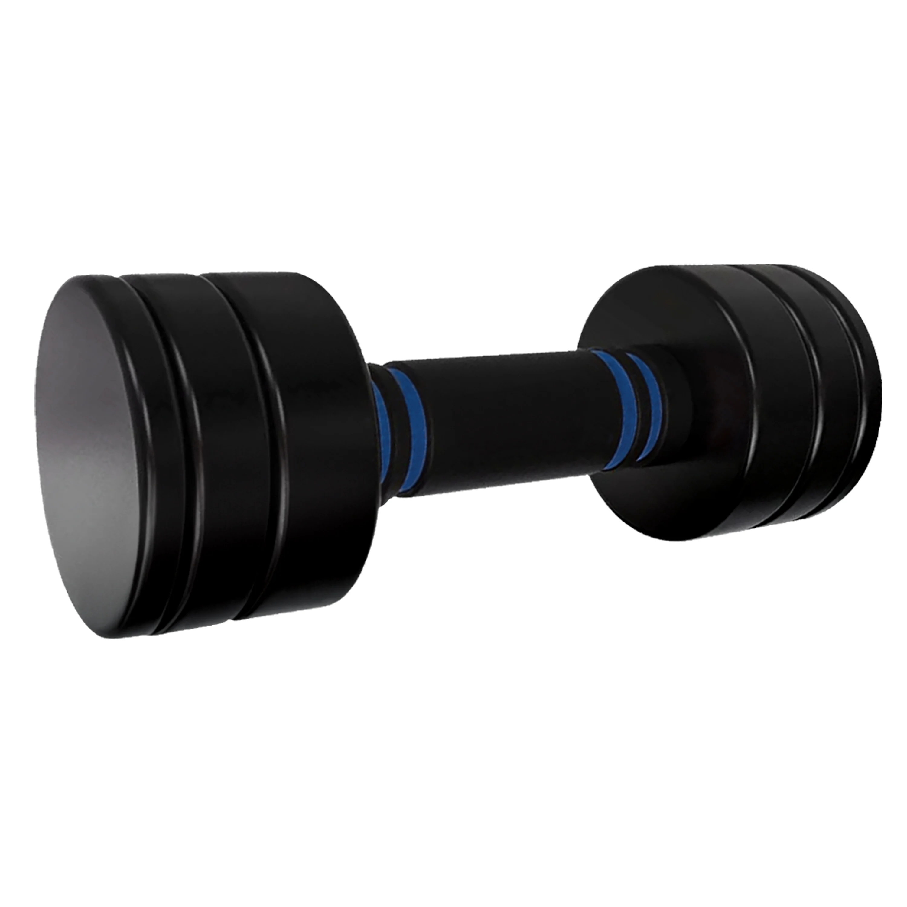 

6-in-1 Adjustable Threaded Dumbbell with Foam Handle, Black/Blue - Fast Adjust from 1 to 15 Pounds