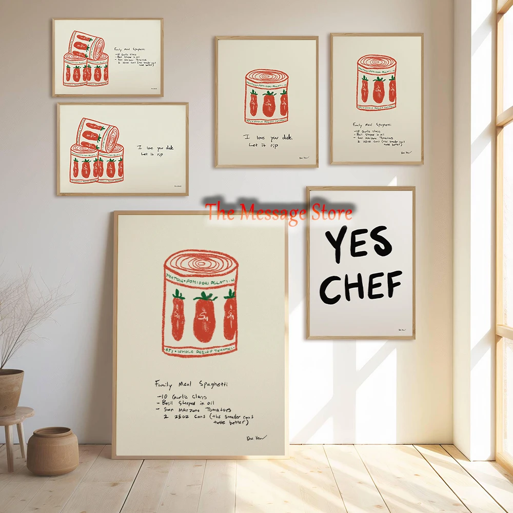 The Bear TV Show Poster Spaghetti Recipe Kitchen Art Yes Chef The Bear Typegraphy Poster Canvas Painting Wall Picture Home Decor