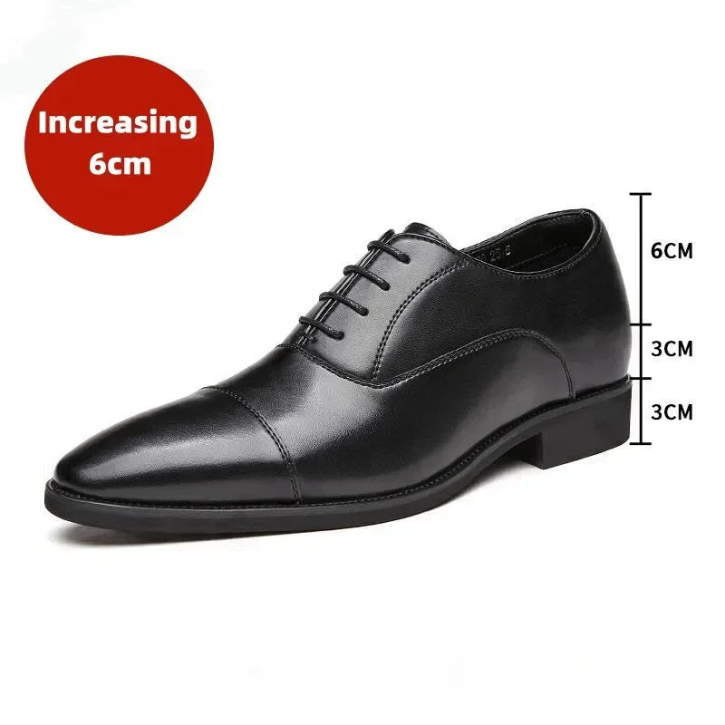 Leather Shoes for Men Japanese Ttriple Joint 2025  Business 6cm Hiehgt Increasing  Oxford  Zapatos De Vestir Hombre Elegant