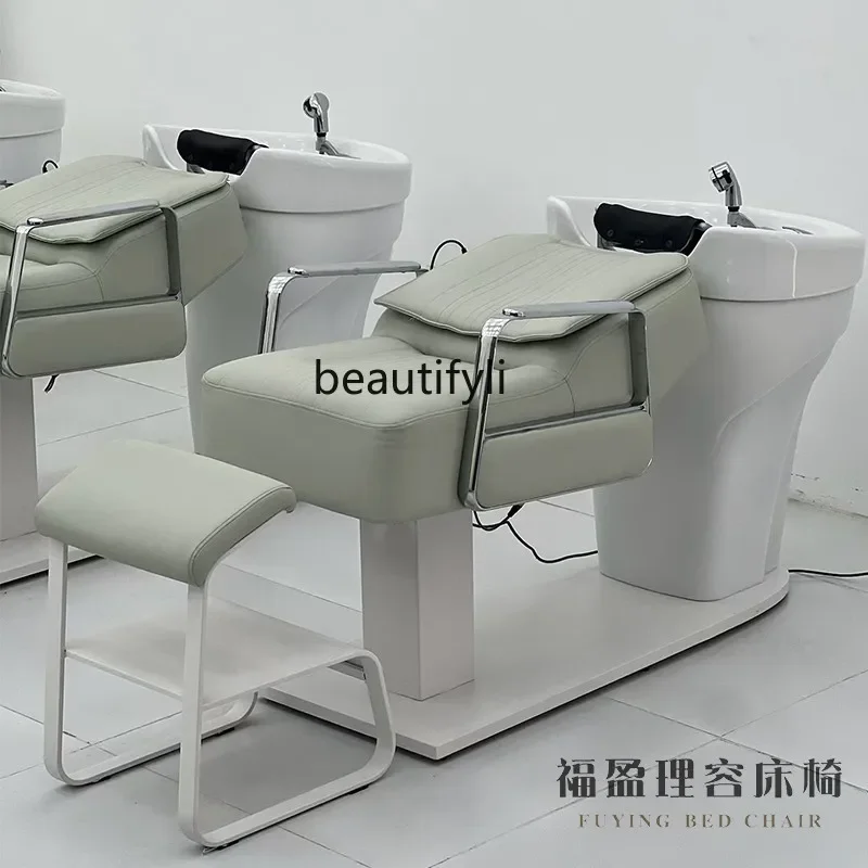 New high-end semi-reclining shampoo bed ceramic basin hair massage bed, barber shop, hair salon special