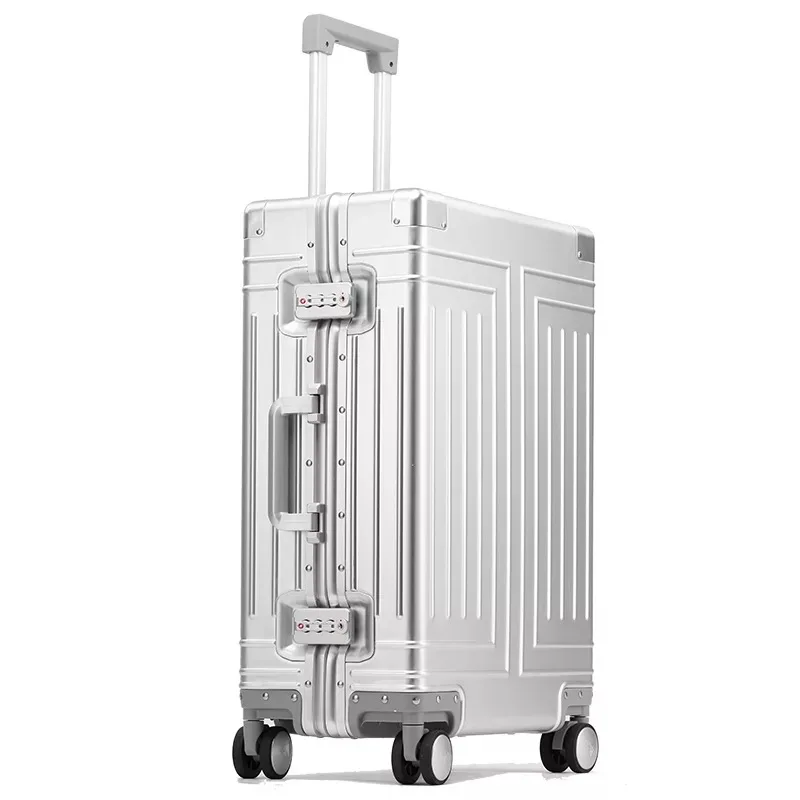 New top quality aluminum travel luggage business trolley suitcase bag spinner boarding carry on rolling luggage 20/24/26/29 inch