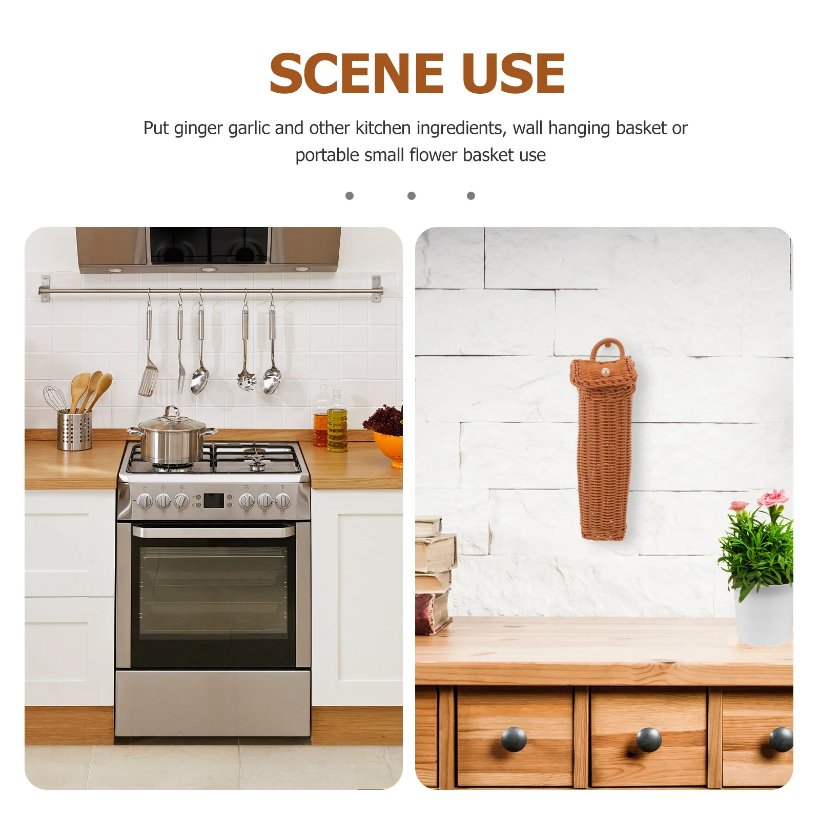 Cesta de almacenamiento tejida grande para cocina, organizador de frutas y verduras para colgar en la pared, cesta tejida hecha a mano, regalo para el hogar