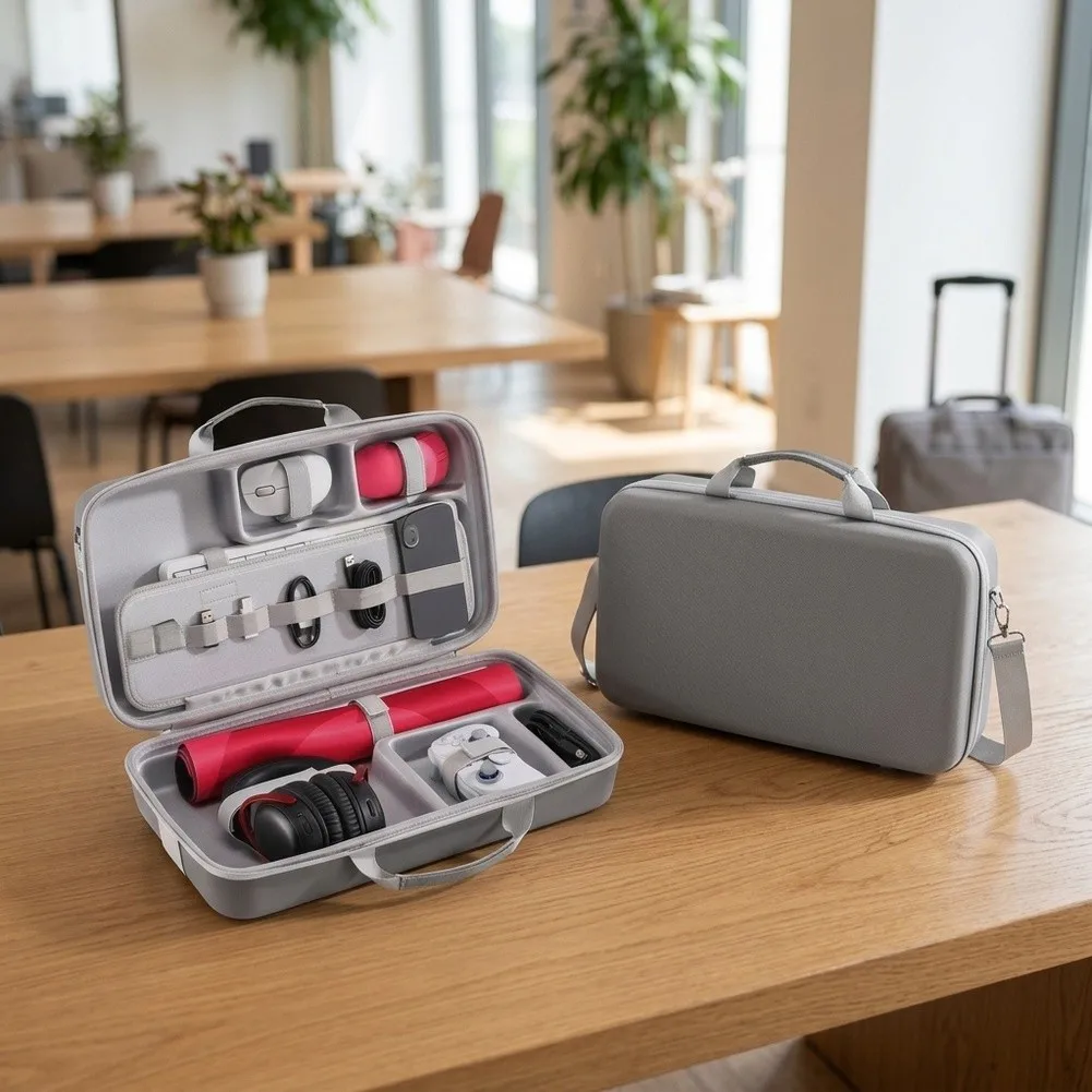 6-in-1 Hard Shell Storage Bag With Shoulder Straps For Keyboards And Headphones Large-Capacity Anti-drop Protective Case
