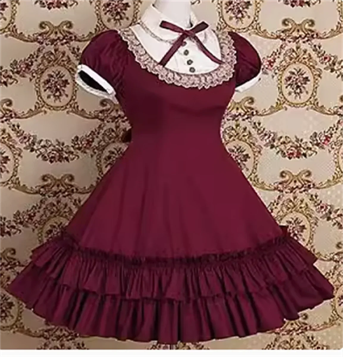 Lolita vestido vintage para mulheres, plissado, jovem garota, verão