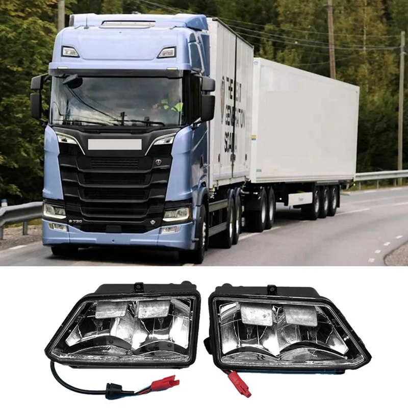 1Pair 24V Trucks LED Fog Lamp Spotlamp Assembly 2552708 2535366 For Scania Trucks Parts Spotlight Fog Lights 2535367 2535366