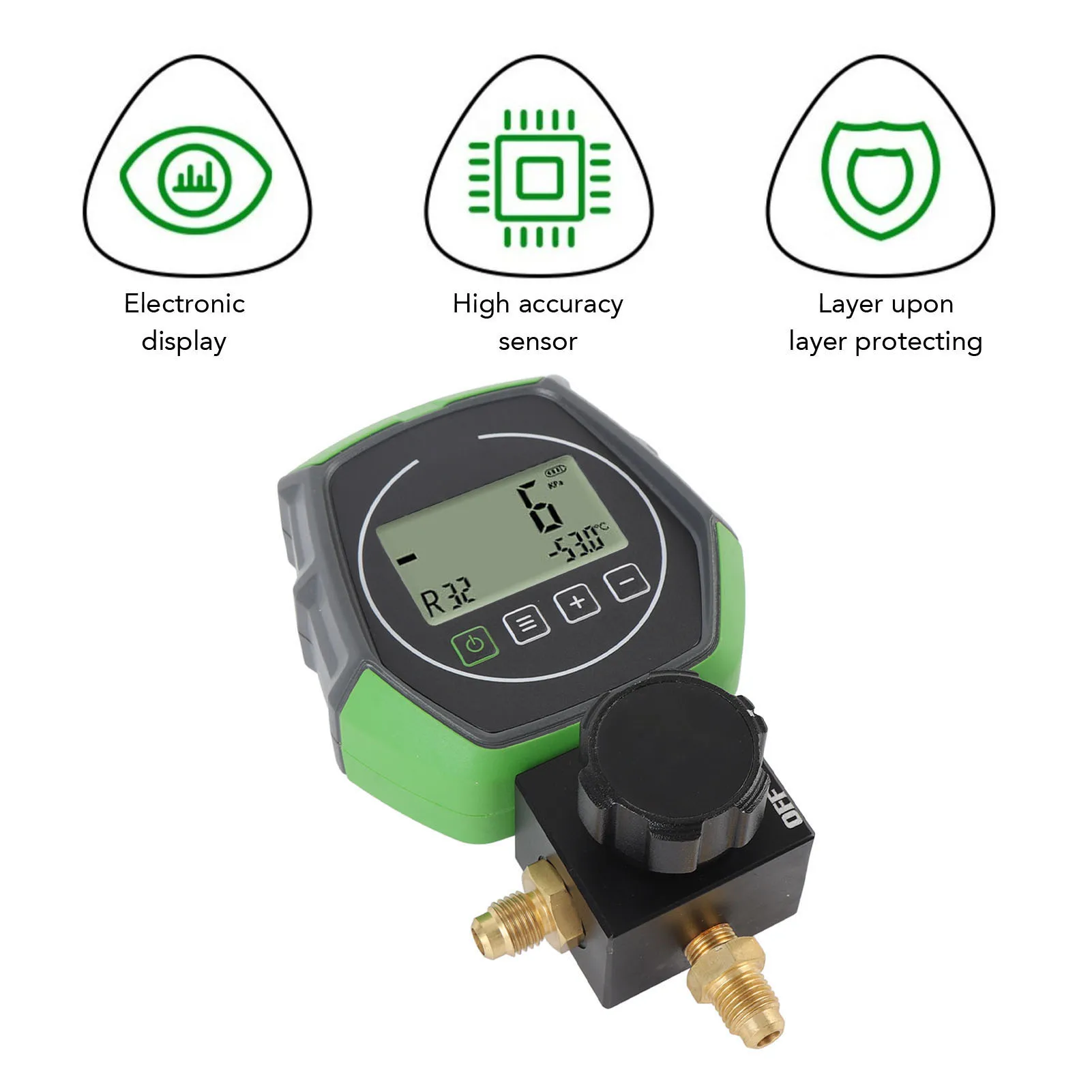 เกจวัดสูญญากาศ HVAC ความสุญญากาศดีเยี่ยม เกจวัด HVAC แบบดิจิตอลที่ทนทาน การออกแบบบอลวาล์ว ABS และอลูมิเนียมอัลลอยด์เพื่อการบํารุงรักษา