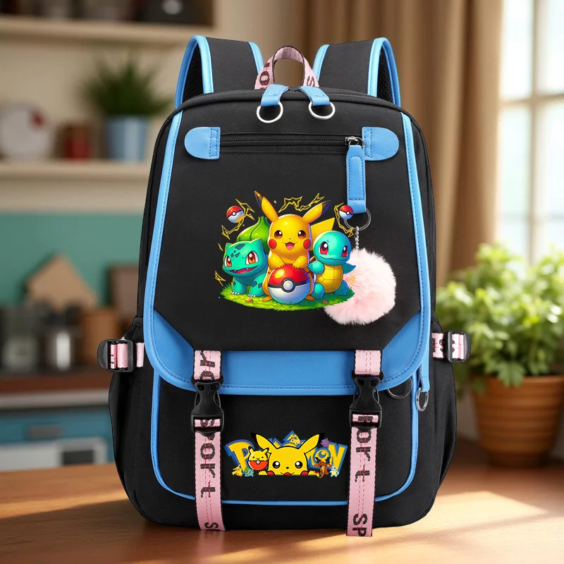 حقيبة ظهر بيكاتشو ذات سعة كبيرة - حقيبة سفر مع حزام قابل للتعديل، حقيبة ظهر متينة للسفر، للاستخدام اليومي والعودة إلى المدرسة