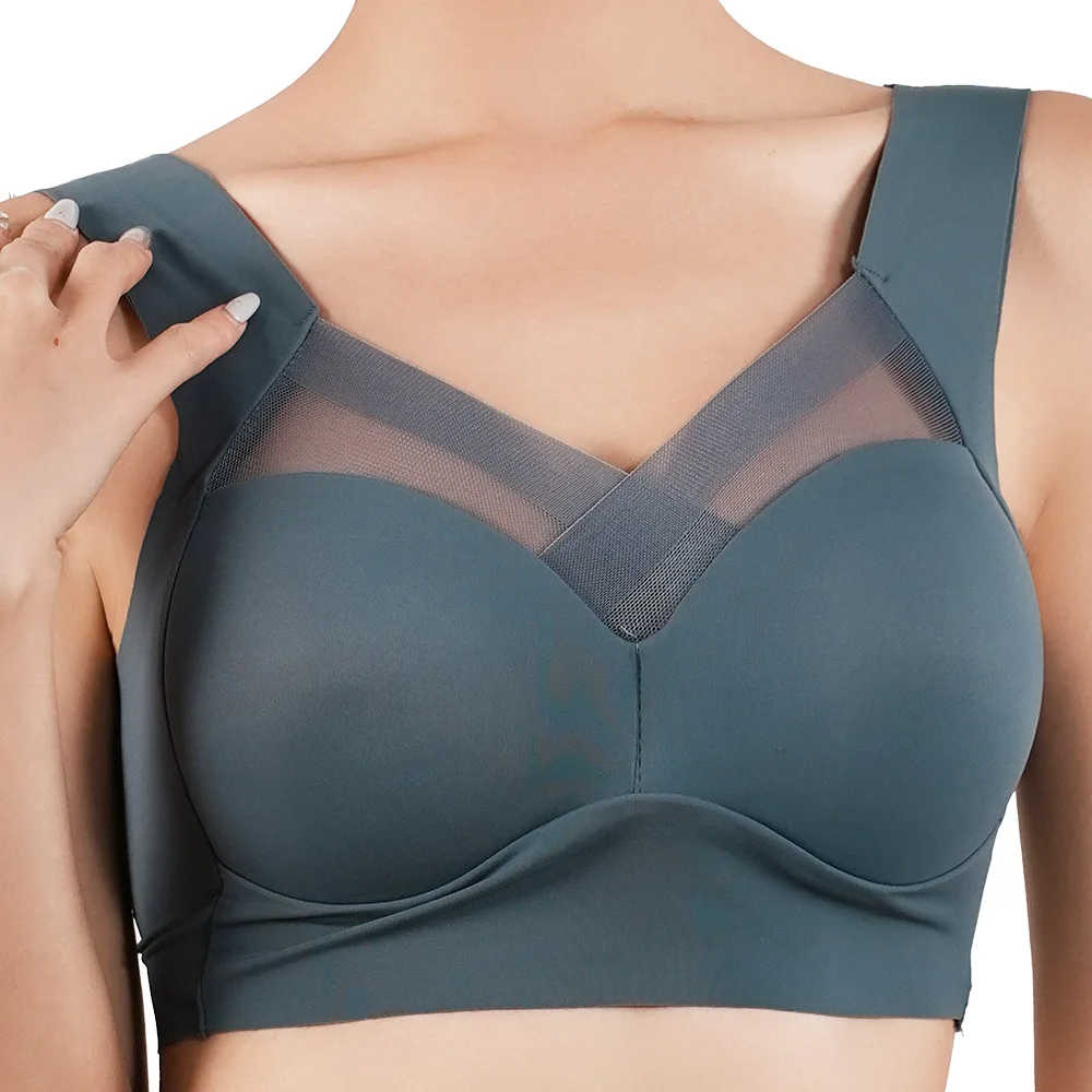 1pc Womens Ice Silk Minimizer Bras Large Size Underwear Seamless Lingerie Push Up Sport Thin Cup Sexy Mesh Yarn Bra for Women