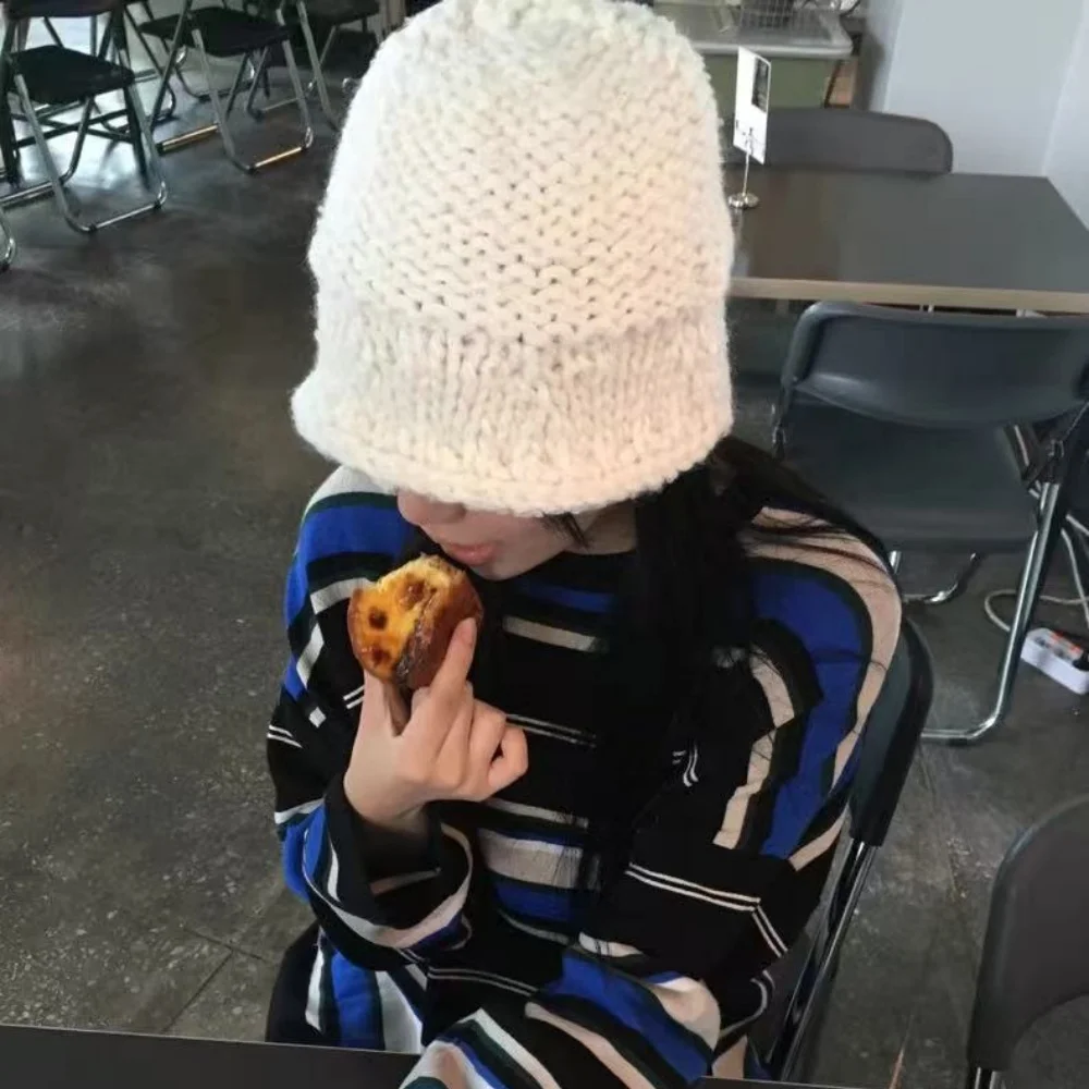 المرأة اليدوية محبوك دلو القبعات الشتاء الدافئة صياد قبعات للجنسين في الهواء الطلق Coldproof الدراجات التزلج الباردة قبعة سيدة بنما Gorros #1