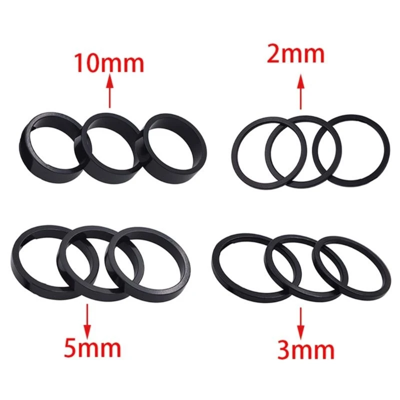 U13C 12×Bicycle Headset Spacer Aluminium Alloy Bike Stem Headset Spacers Fork Washer Fit for 1-1/8-Inch Stem 2mm 3mm 5mm 10mm