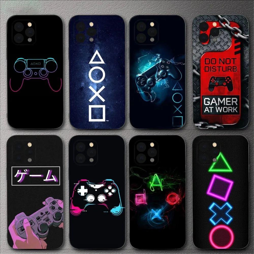

Game Console Gamepad Phone Case For iPhone 16,15,14,13,12,11,XS,XR,X,8,7,Pro,Max,Plus,mini Silicone Black Cover