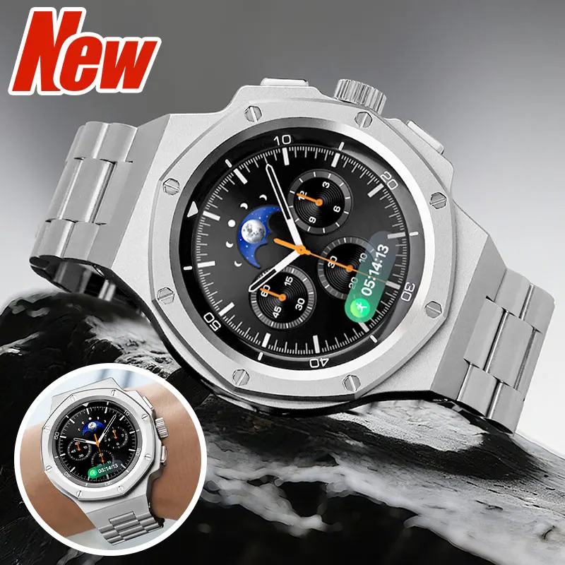 Luxury Modification Kit For Samsung Watch 8 Classic 46mm Rubber Band+Metal Case For Watch 8 40mm 44mm Refit Kit Band Accessories