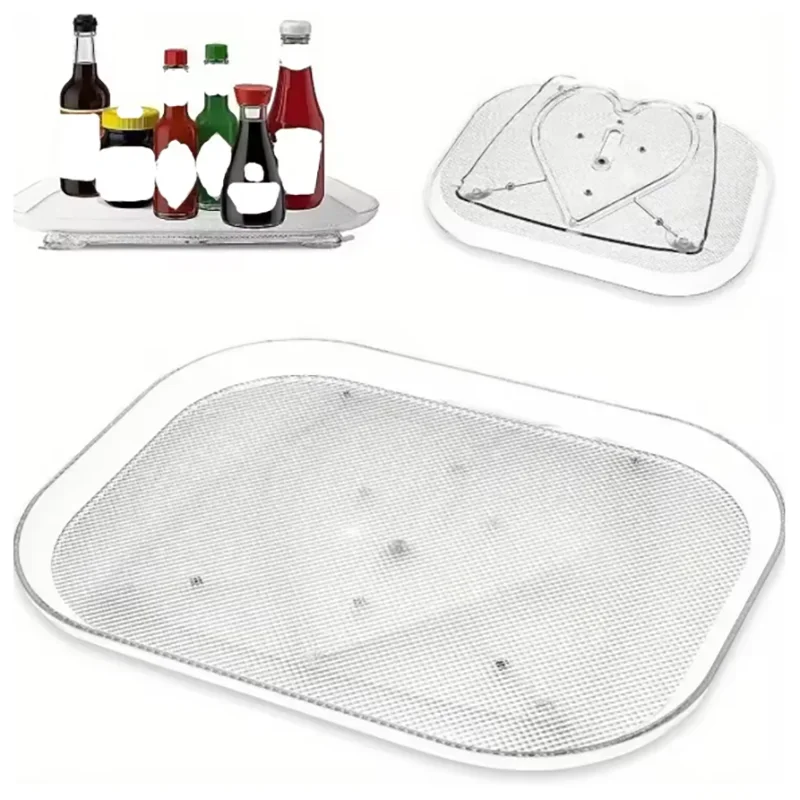 1 Piece Storage Tray, 360-Degree Refrigerator Storage Rotating Tray, Used for Kitchen Spice Jars and Sundry Storage Turntable