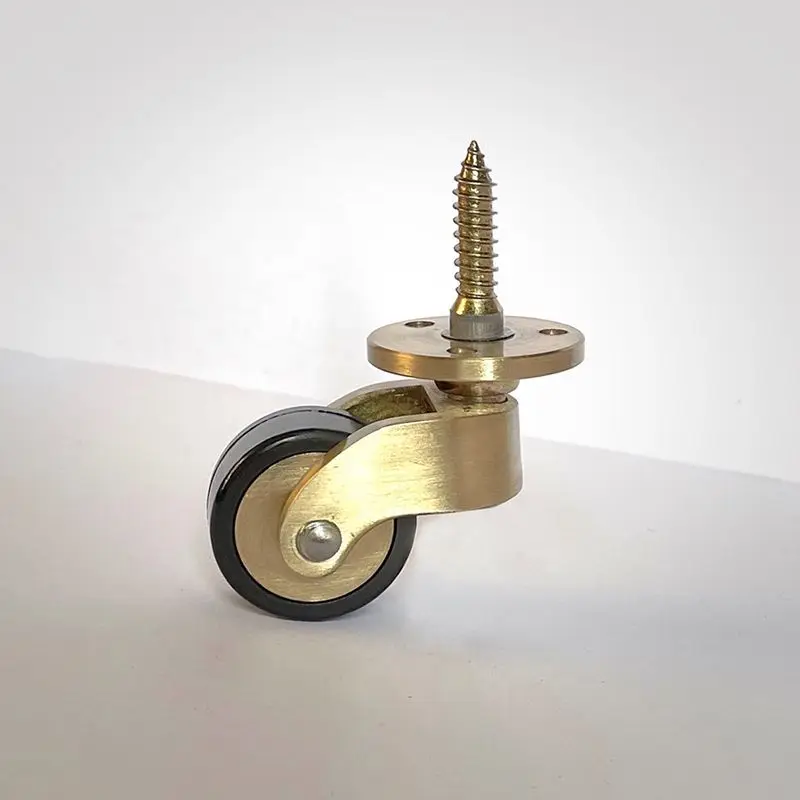 4PCS 1'' Solid Brass Casters Table Chair Sofa Cabinet Feet Furniture Castors 360° Swivel Wheels Rubber Silent Furniture Rollers