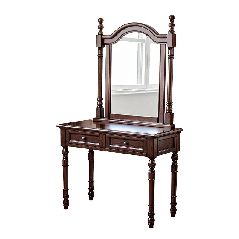 

Solid wood dresser cherry wood pure log 1 meter makeup table with mirror bedroom furniture