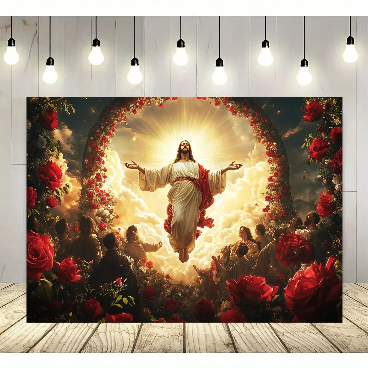 قطعة واحدة، نسيج القيامة يسوع، ديكور داخلي/خارجي، مع ثقوب وحبال، لا يتطلب كهرباء #6