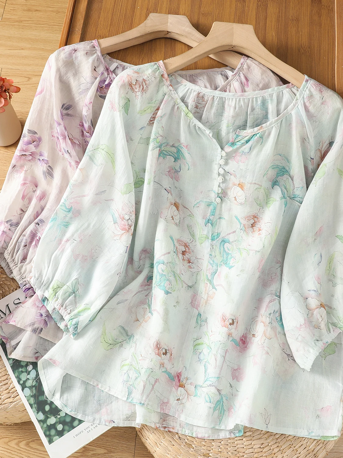 

Женская футболка с V-образным вырезом в стиле ретро, свободного кроя, с принтом, с рукавом до локтя, удобная, дышащая, летняя, повседневная