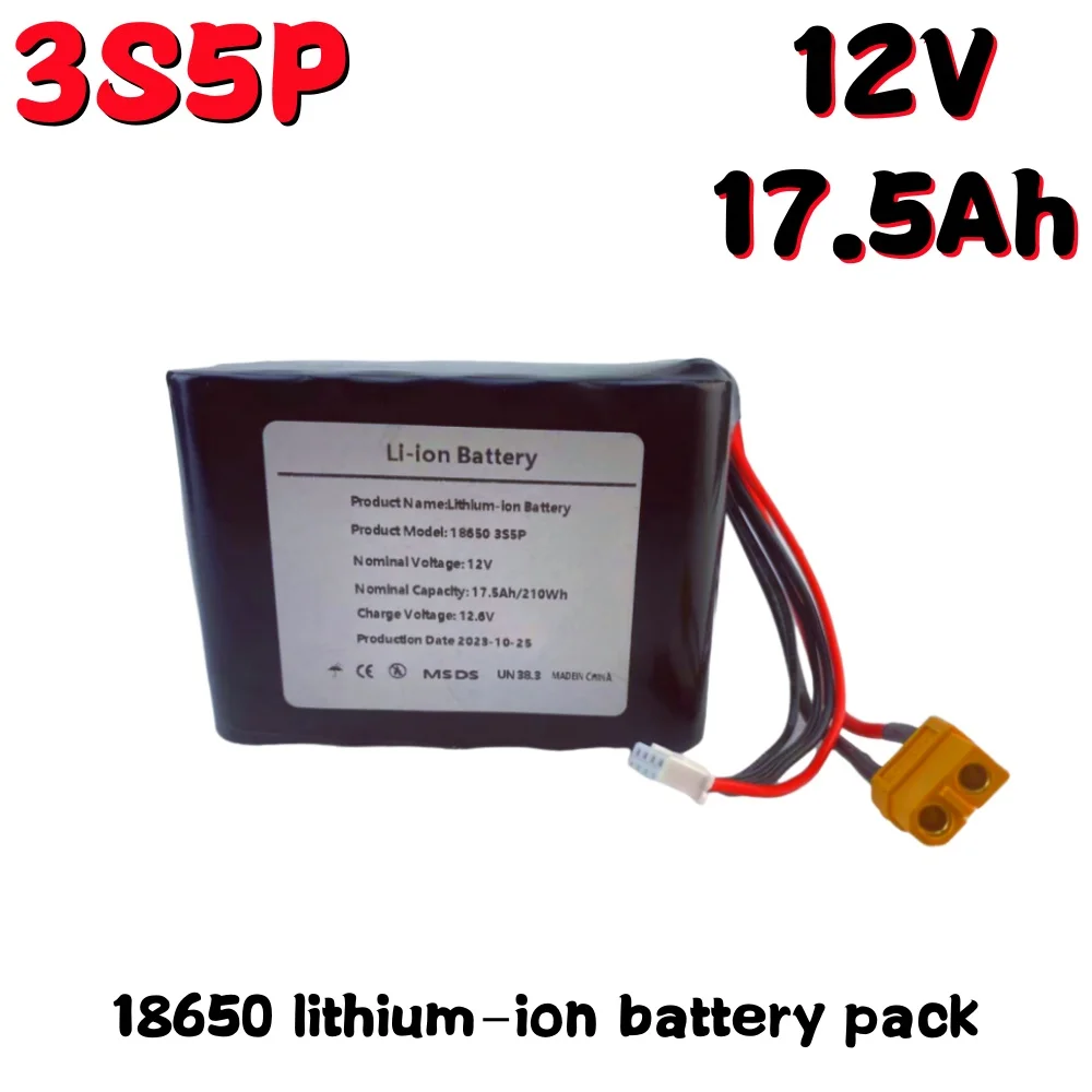 

12V 17.5Ah 18650 3S5P Lithium Ion Battery Pack For Various RC Airplane Drone Quadrotor