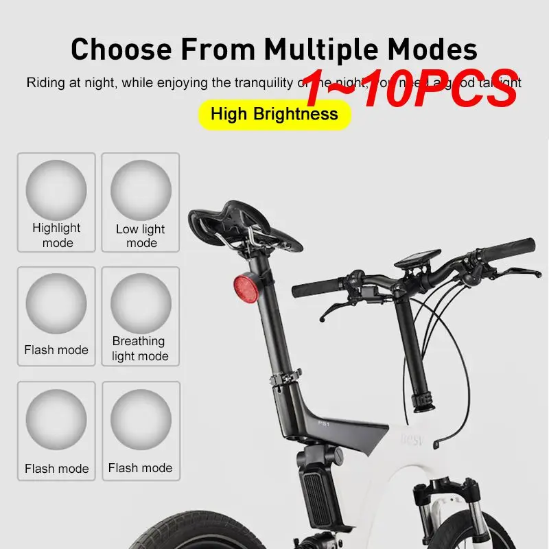 1~10PCS Rear Light USB Rechargeable Waterproof Bike Safety Warning Tail Light MTB Helmet Backpack Bag Cycling Taillight