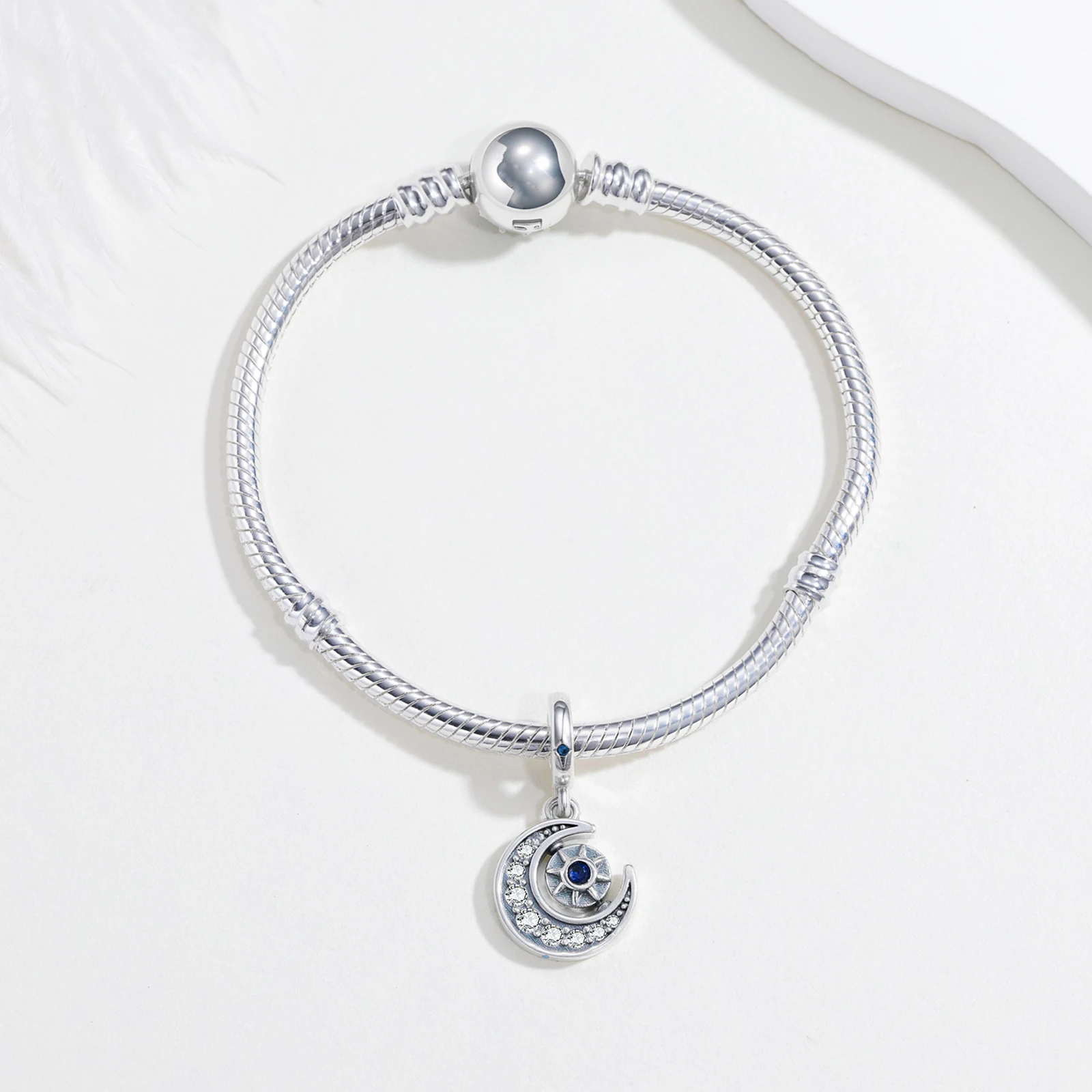 925 Sterling Silber Stern- und Mond-Anhänger, Sonne, Galaxie, himmlische Perlen, passend für Original-Armbänder, Nachthimmel-Schmuck, Geschenke für Frauen