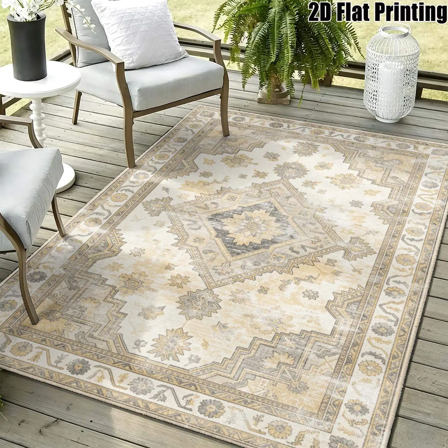 1Pc 2D Printed Carpet: Red-Brown Retro Floral European Style, Home Decor, Multi-Size, Machine Washable, Multi-Scene Use