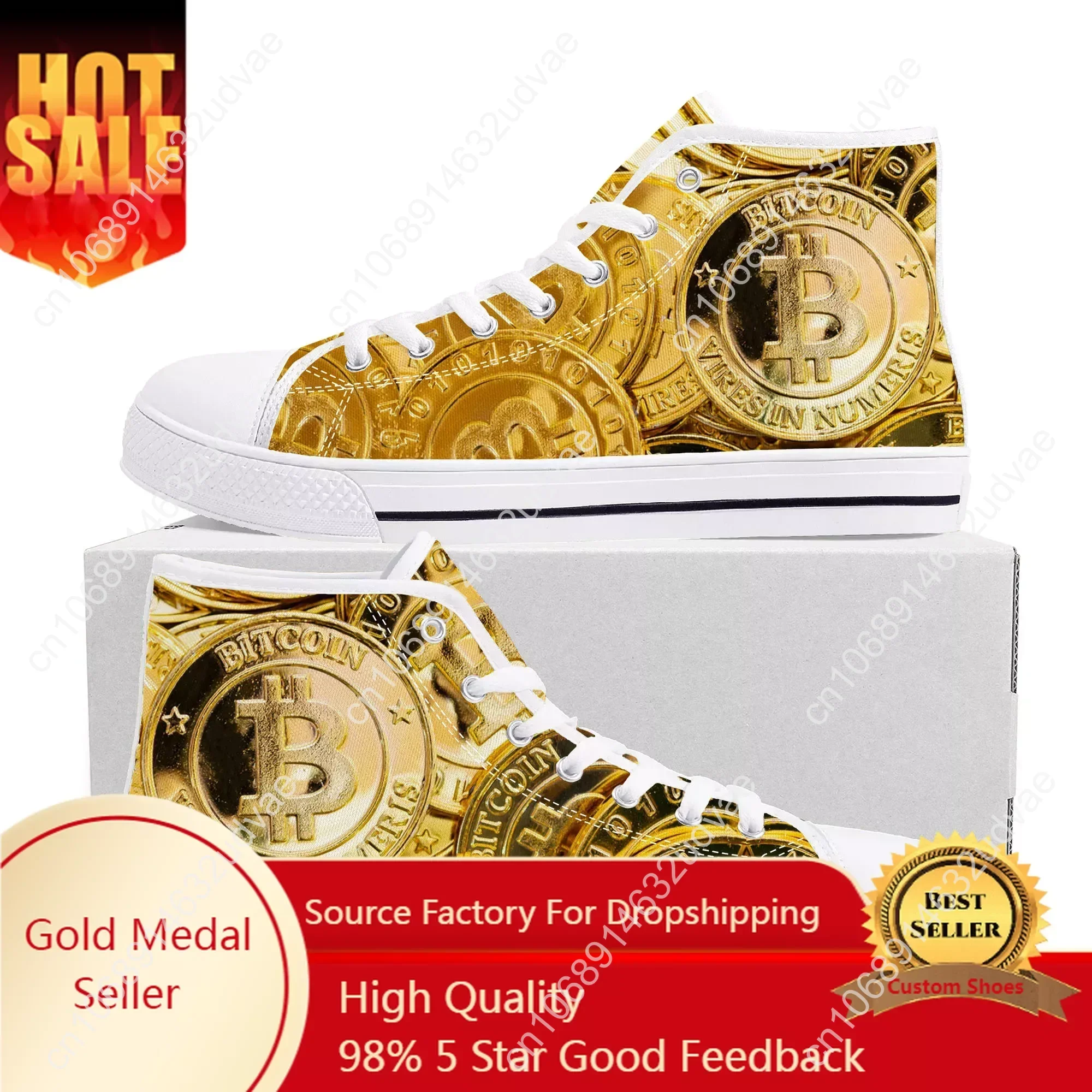 

Bitcoin Cryptocurrency Miner BTC Coin High Top Sneakers Mens Womens Teenager Canvas Sneaker Casual Couple Shoes Custom Shoe