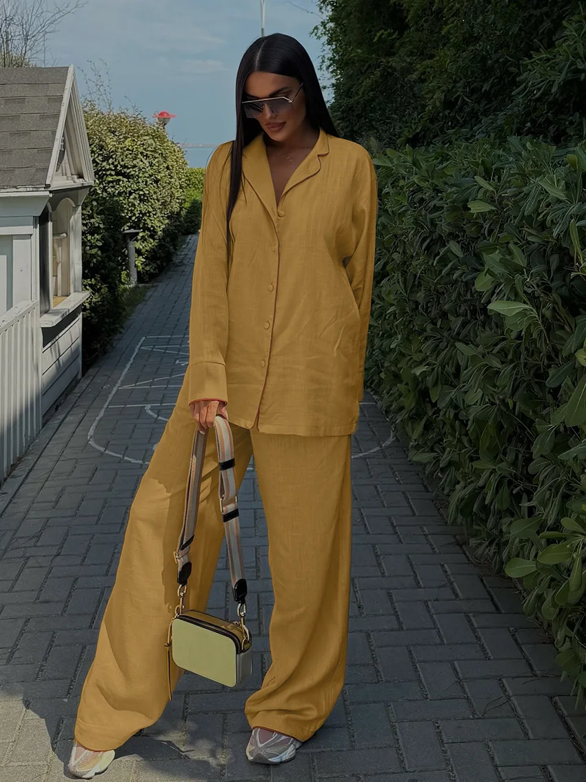 

Marthaqiqi хлопковая женская пижама, костюм из 2 предметов, одежда для сна с отложным воротником, ночные рубашки с длинными рукавами, брюки, зимний женский комплект ночного белья