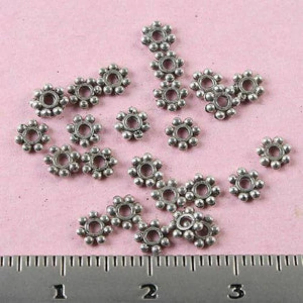 150PCS 5mm DARK SILVER-TONE DAISY SPACER BEADS H0754