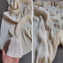 Light Beige Pleated Fabric for Sewing Long Skirt Wedding Dress Design Fashion Clothing Cloth Fabrics By The Meter Material